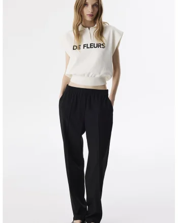 Pantaloni cu croiala conica si talie elastica, Negru