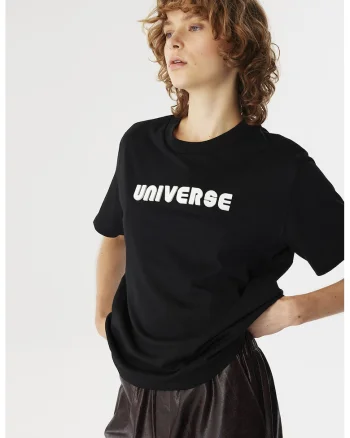 Tricou lejer cu text in relief, Alb/Negru