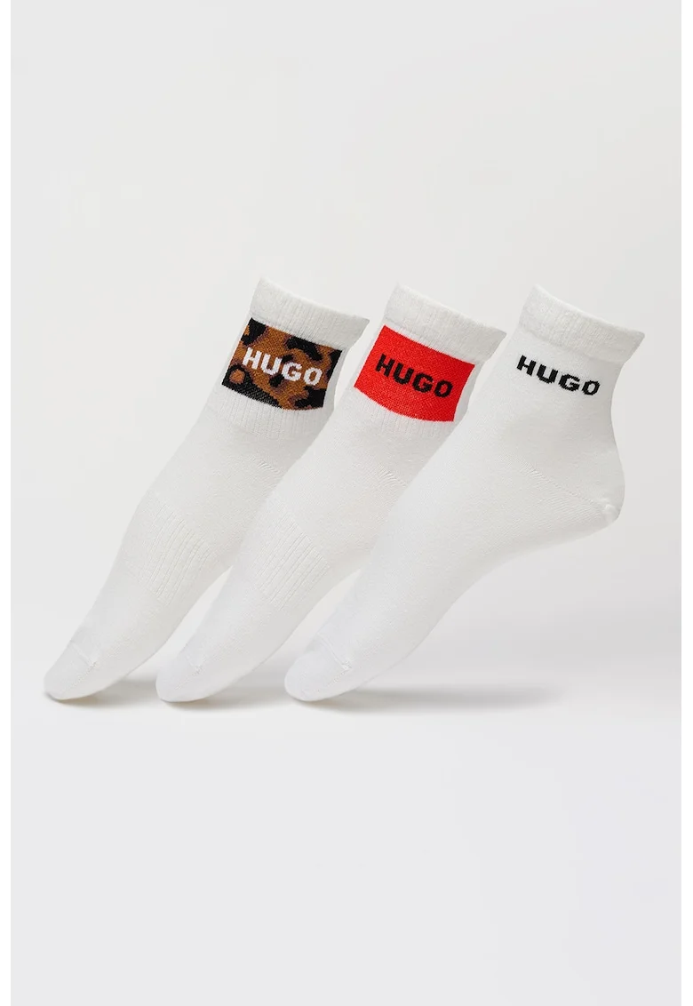 Set de sosete lungi din amestec de bumbac - 3 perechi, Alb/Negru/Maro