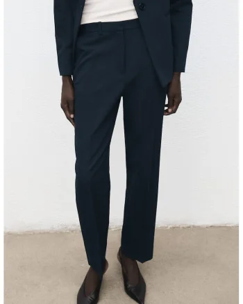 Pantaloni conici cu buzunare oblice, Bleumarin