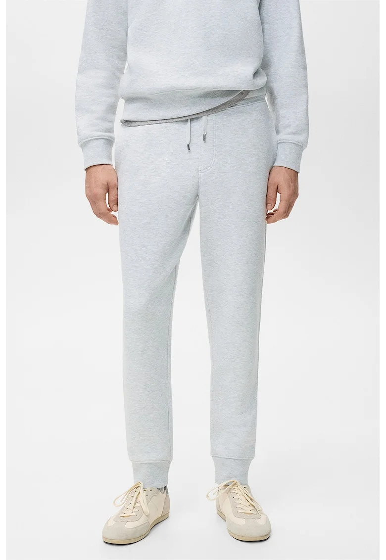 Pantaloni de trening din amestec de bumbac, Gri deschis melange