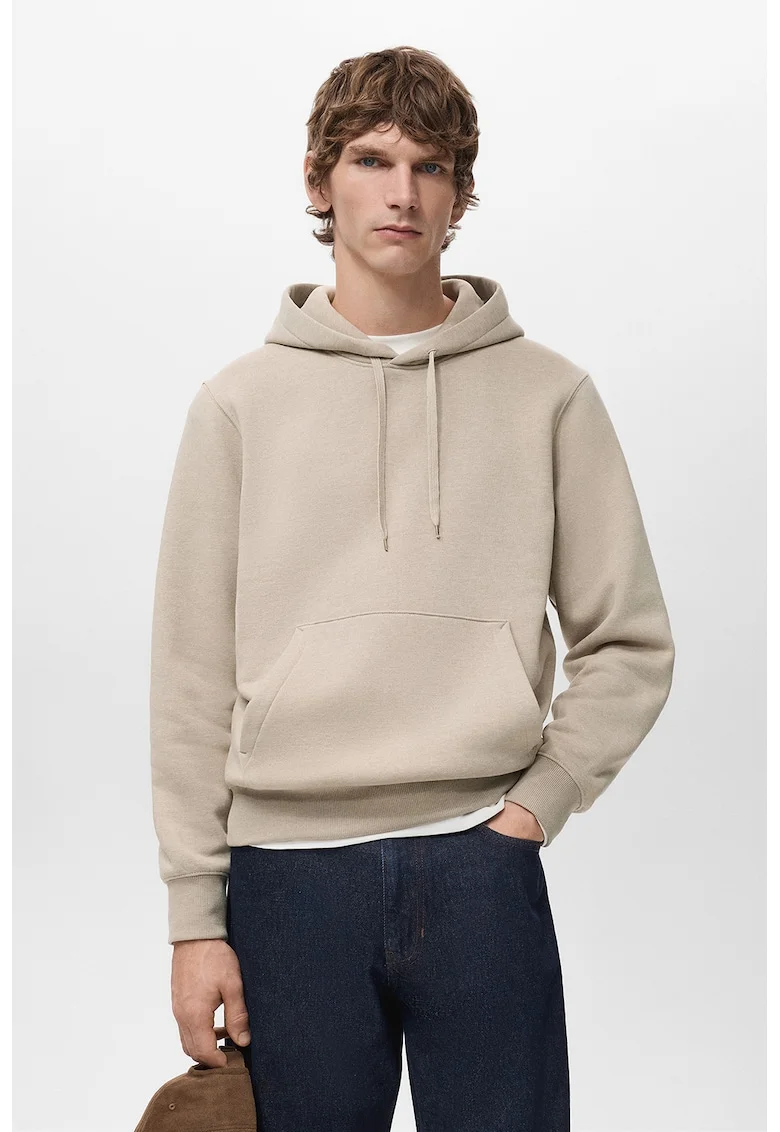 Hanorac regular-fit cu buzunar kangaroo, Bej