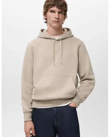 Hanorac regular-fit cu buzunar kangaroo, Bej