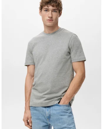 Tricou slim-fit cu model uni, Gri melange