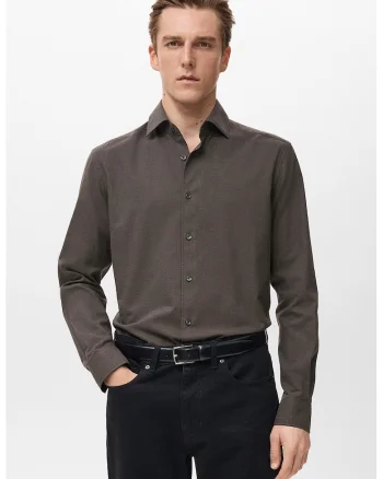 Camasa regular-fit cu model houndstooth, Maro inchis