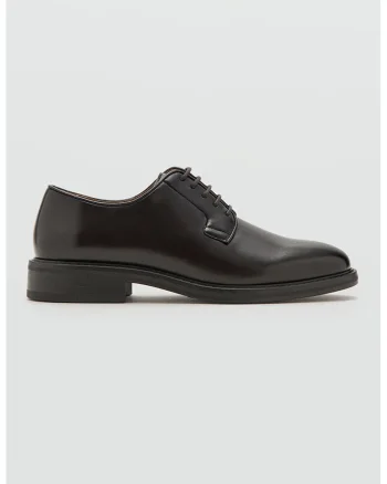 Pantofi derby din piele ecologica, Maro inchis