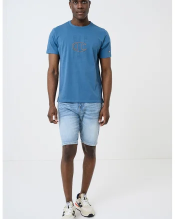 Tricou din bumbac cu imprimeu logo, Albastru prafuit
