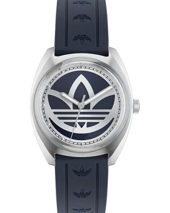 Ceas unisex cu o curea de silicon, Argintiu/Bleumarin