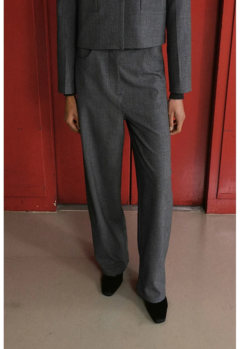 Pantaloni drepti, Negru/Gri inchis