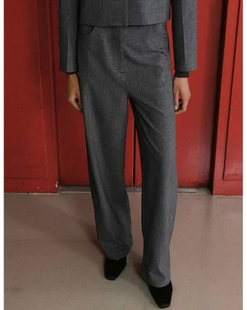Pantaloni drepti, Negru/Gri inchis