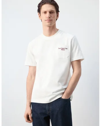 Tricou din bumbac cu buzunar pe piept, Alb