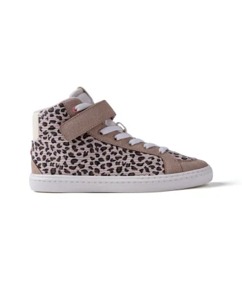 Pantofi sport cu velcro si animal print, Negru/Maro