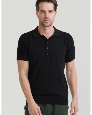 Tricou polo cu maneci raglan, Negru
