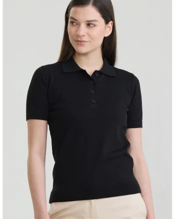 Tricou polo cu croiala slim-fit si model uni, Negru