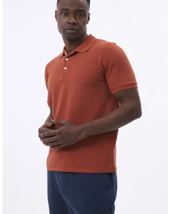 Tricou polo cu model uni, Portocaliu inchis