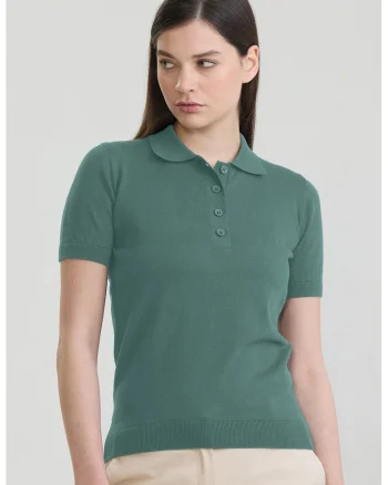 Tricou polo cu croiala slim-fit si model uni, Verde smarald