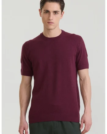 Tricou tricotat fin din bumbac, Visiniu