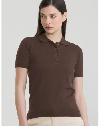 Tricou polo cu croiala slim-fit si model uni, Maro