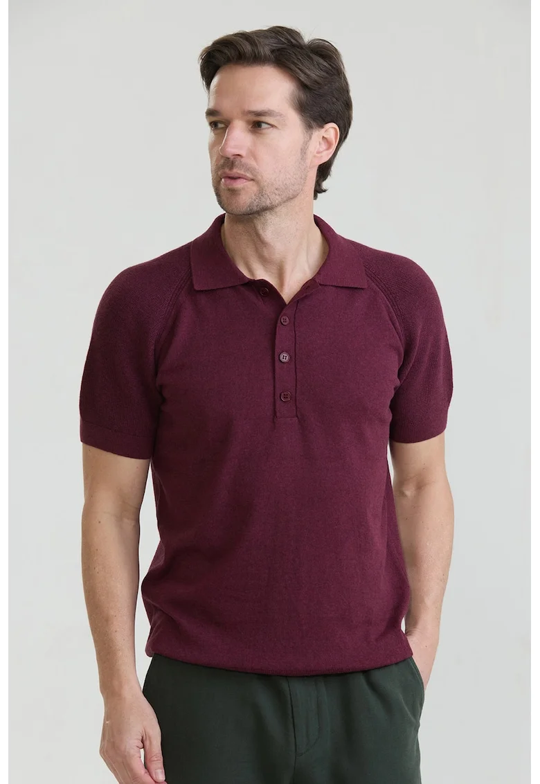 Tricou polo cu maneci raglan, Visiniu