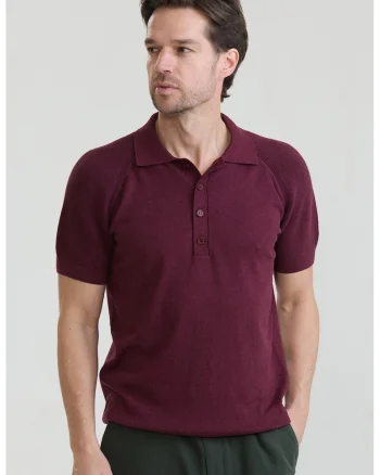 Tricou polo cu maneci raglan, Visiniu