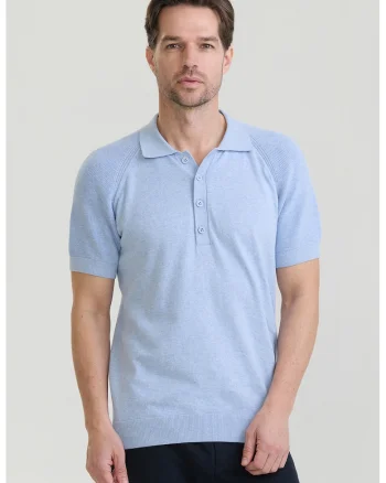 Tricou polo cu maneci raglan, Albastru pastel