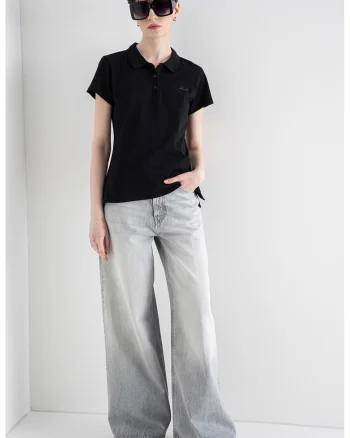Tricou polo din material pique Signature, Negru
