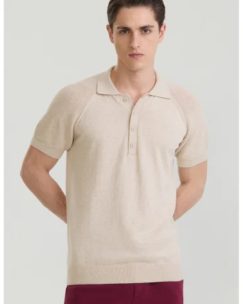 Tricou polo cu maneci raglan, Bej deschis