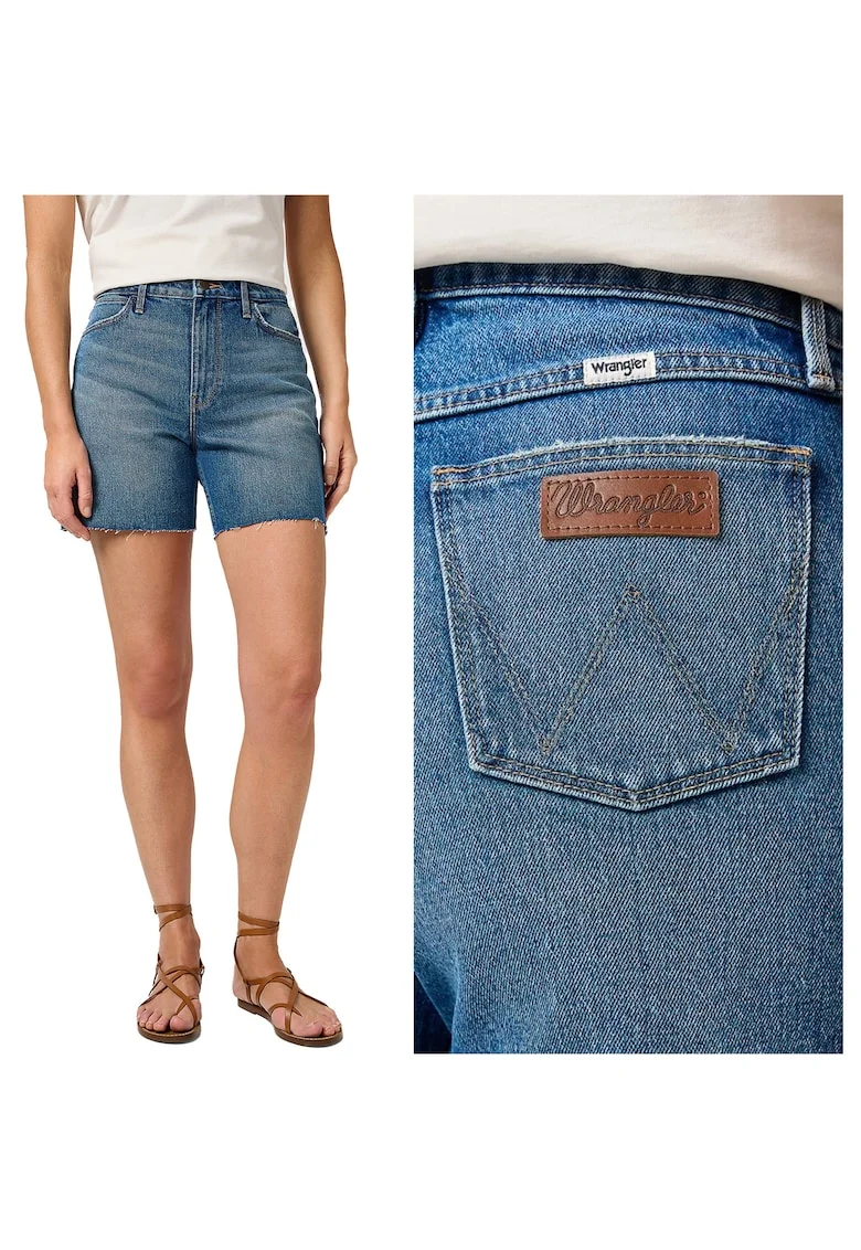 Blugi Scurti Dama,  Cowboy Short 3 Inch, Regular Fit, Fermoar, Lungime Scurta, Denim Aspect, Buzunare Frontale Si La Spate, Bumbac, W28, Albastru, Albastru