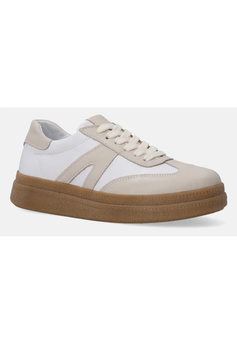 Pantofi sport din piele cu aplicatii contrastante