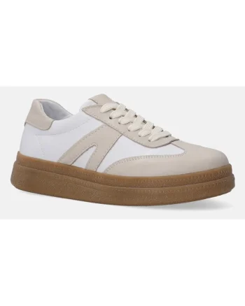 Pantofi sport din piele cu aplicatii contrastante