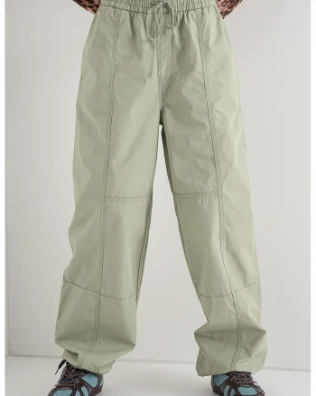 Pantaloni relaxed fit cu margini ajustabile, Sage Green