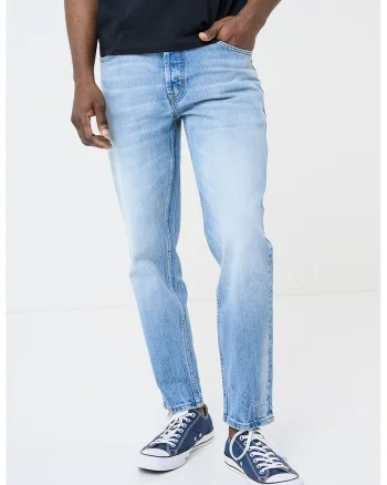 Blugi regular fit cu aspect decolorat, Albastru deschis
