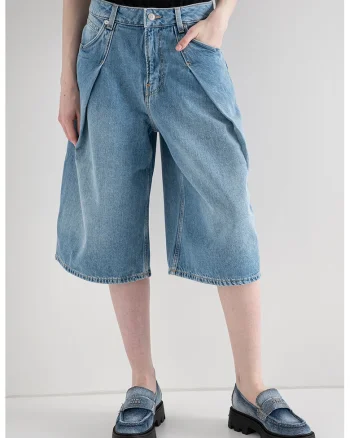 Pantaloni scurti balloon fit din denim, Albastru deschis