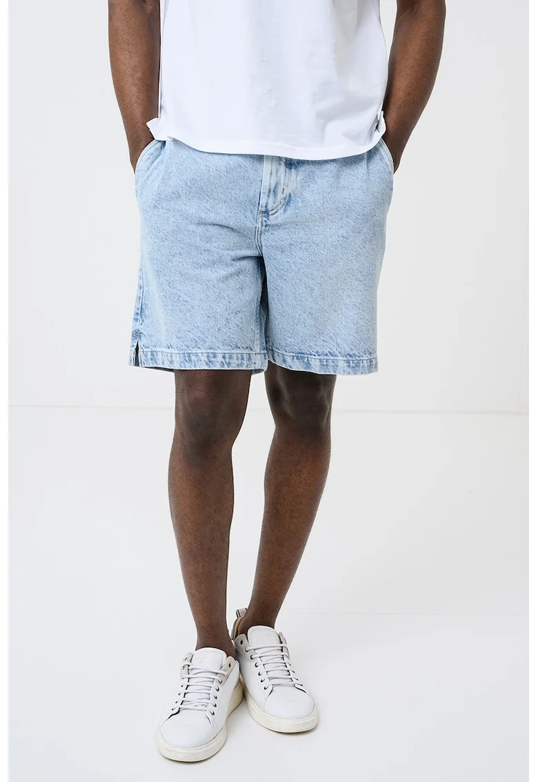 Bermude din denim cu gaici pentru curea, Albastru deschis
