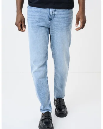 Blugi slim fit din amestec de lyocell cu talie medie Onyx, Albastru deschis