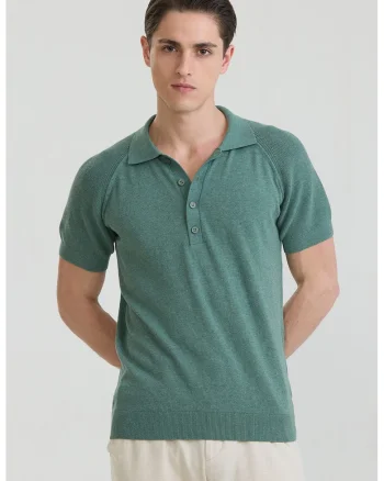 Tricou polo cu maneci raglan, Verde persan