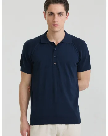 Tricou polo cu maneci raglan, Bleumarin