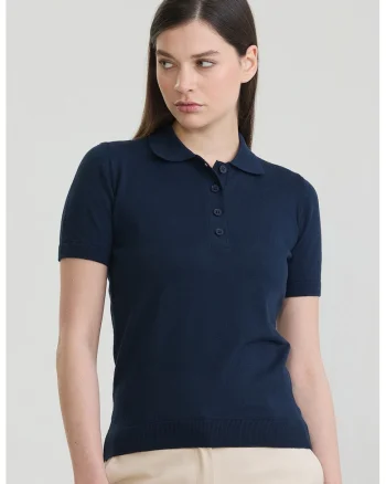 Tricou polo cu croiala slim-fit si model uni, Bleumarin