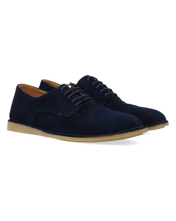 Pantofi uni de piele intoarsa cu sireturi