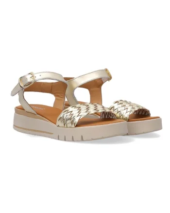 Sandale wedge din piele cu design impletit
