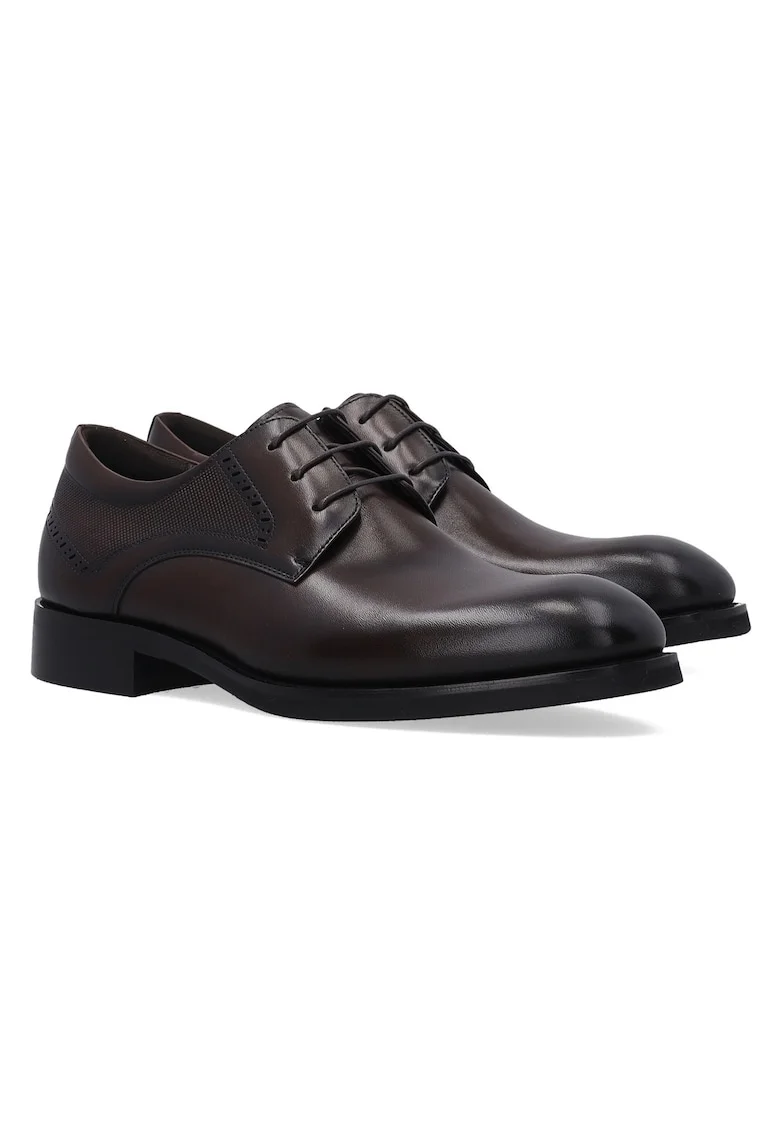 Pantofi de piele uni cu sireturi