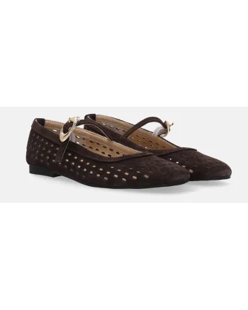 Balerini cu model perforat din piele intoarsa