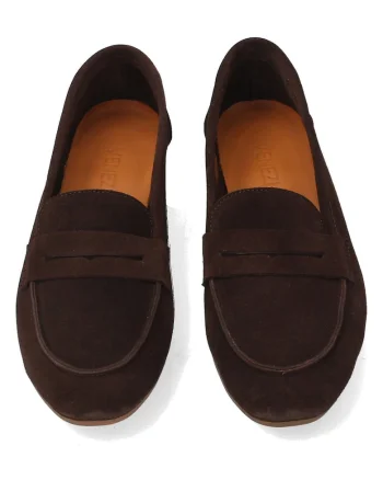 Mocasini din piele intoarsa cu bareta decorativa