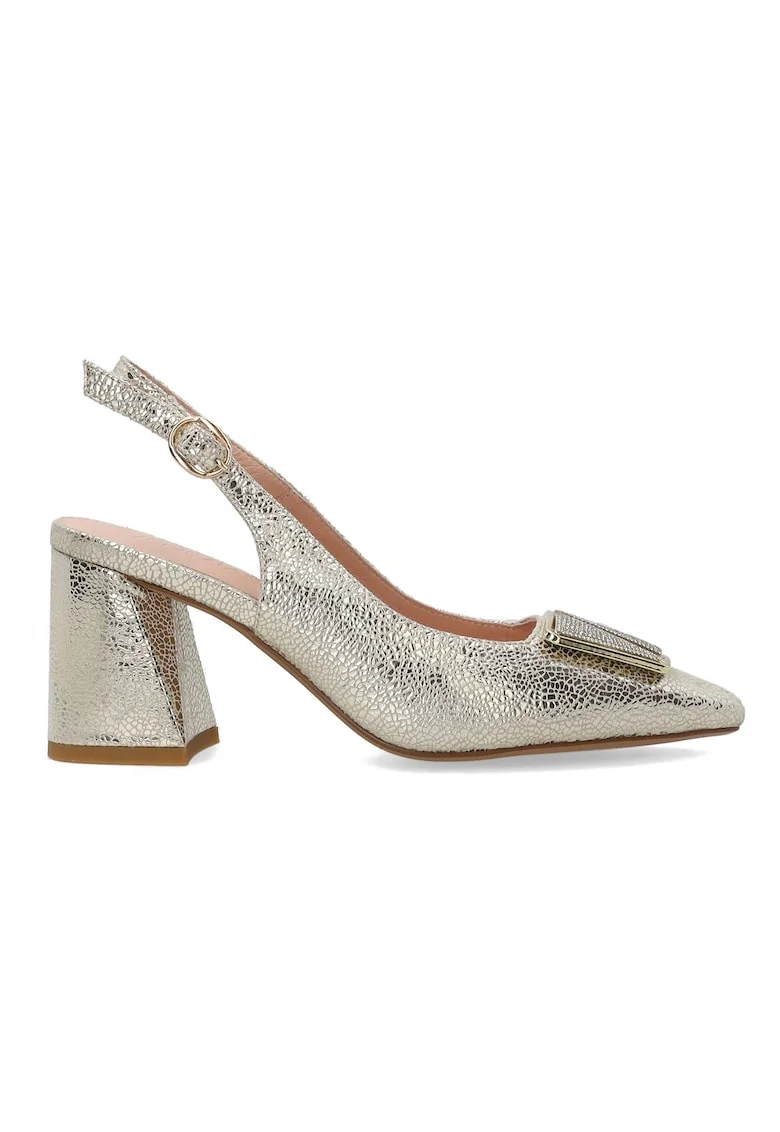 Pantofi slingback din piele cu efect metalic