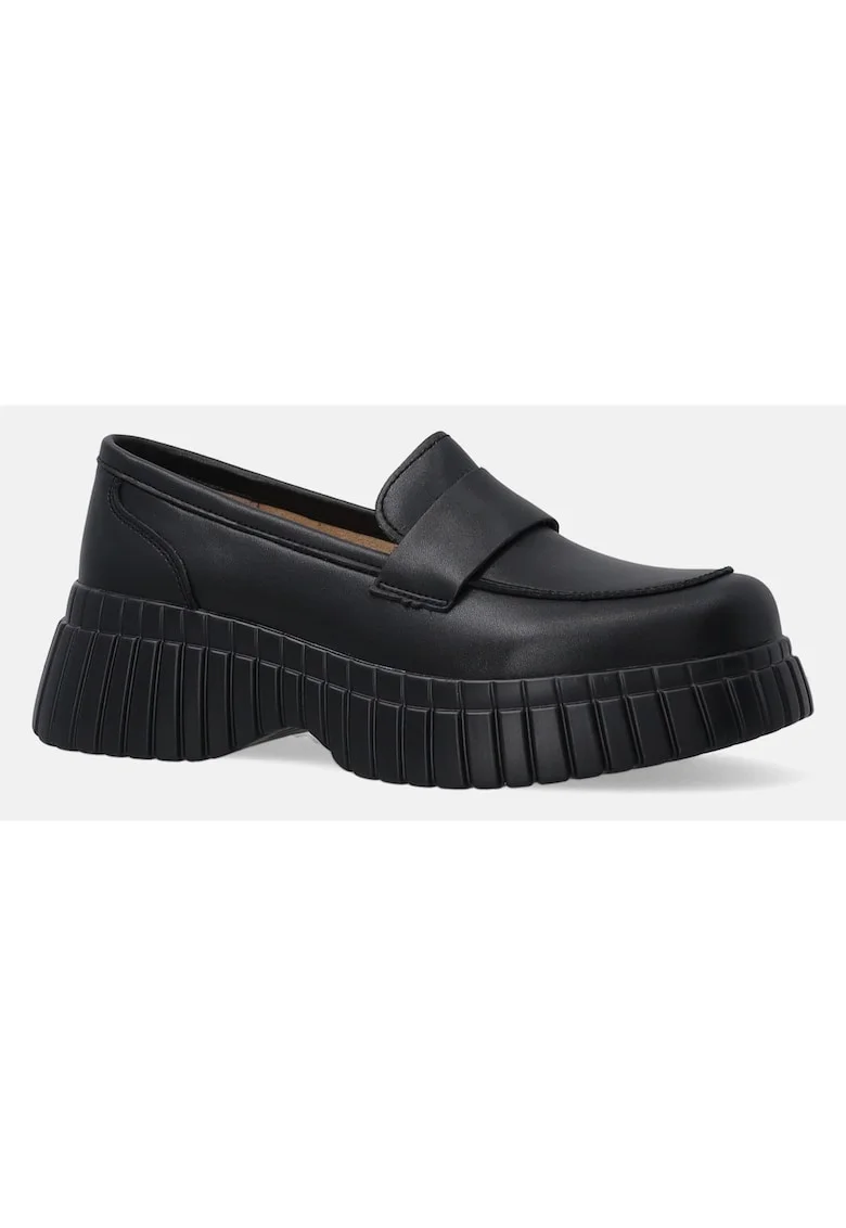 Pantofi Loafer piele neagra cu talpa striata,