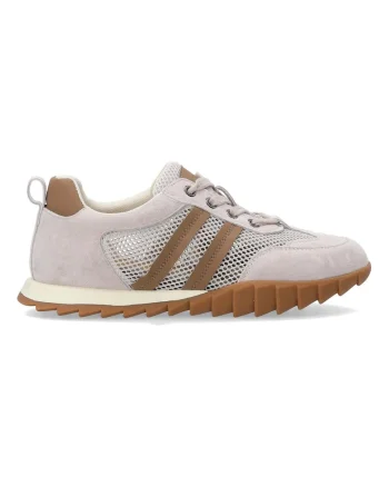 Pantofi sport din plasa si piele intoarsa, cu profil jos