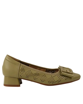 Pantofi casual, dama,  3297-23 verde, piele naturala, cu toc, Verde