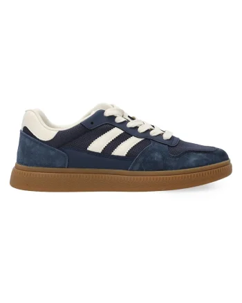 Pantofi sport cu detalii din piele intoarsa si textil