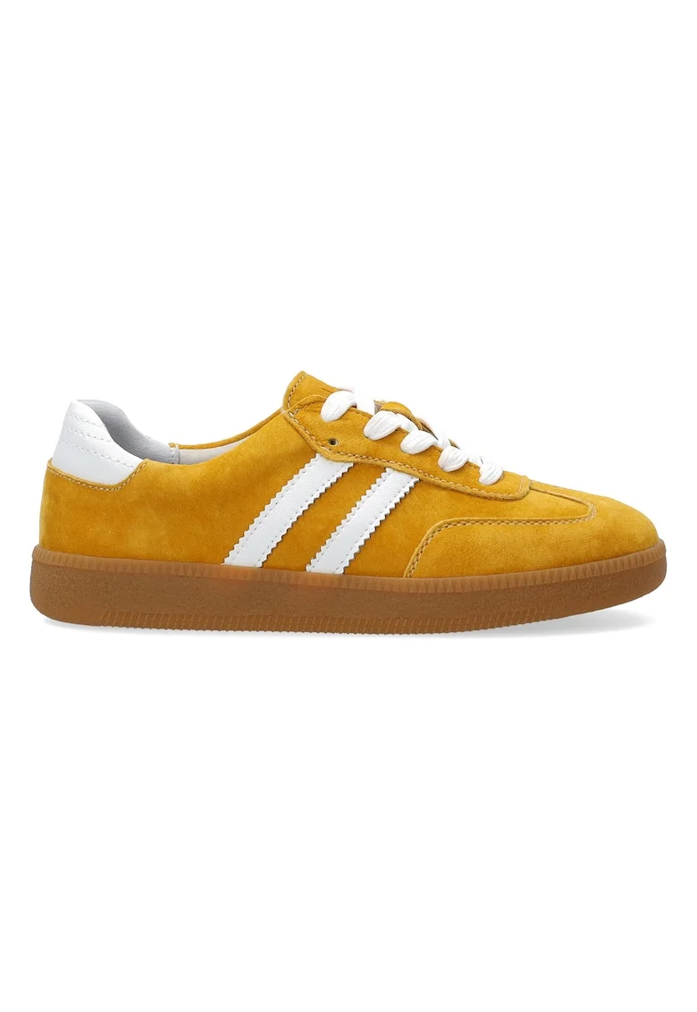 Pantofi sport din piele si piele intoarsa, cu profil jos