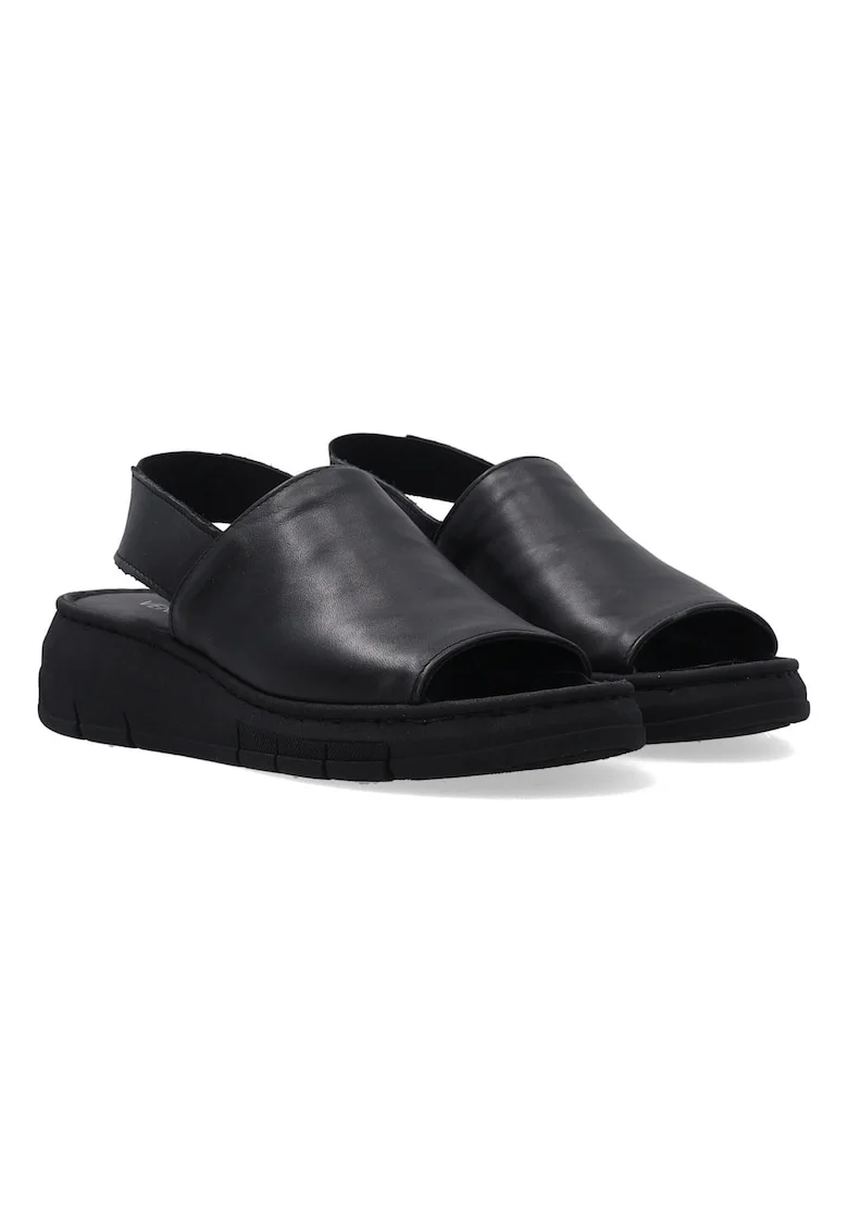 Sandale wedge din piele cu curea eleastica